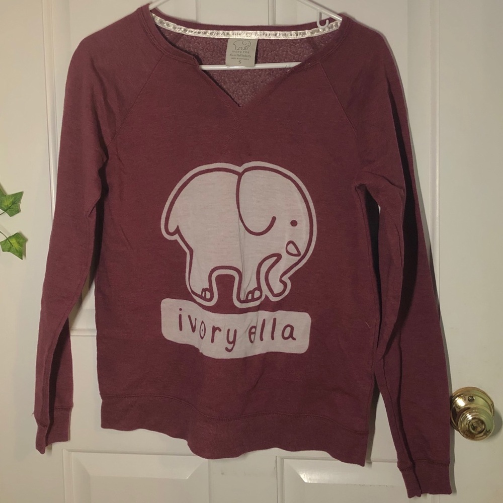 ivory ella red notch front sweatshirt crew neck